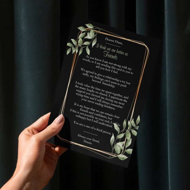 Mejor como tarjeta de desglose de amigos (When you know your relationship is better as friends, this is the breakup card for you.)