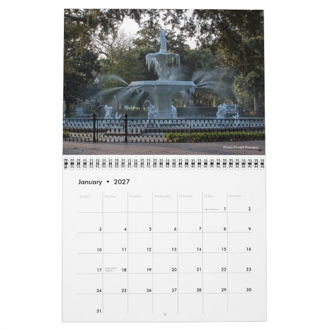 Mejor de la sabana, calendario de Georgia (Jan 2027)