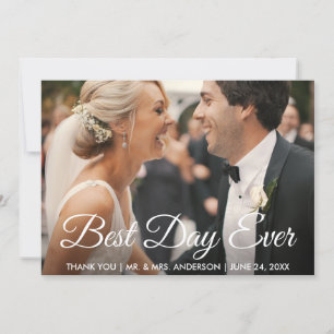Mejor Día Boda Foto Tarjeta de agradecimiento