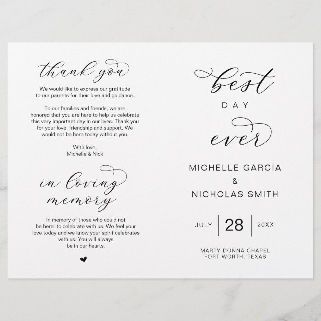 Mejor Día de la Historia, Programas de Bodas Folab (Anverso)