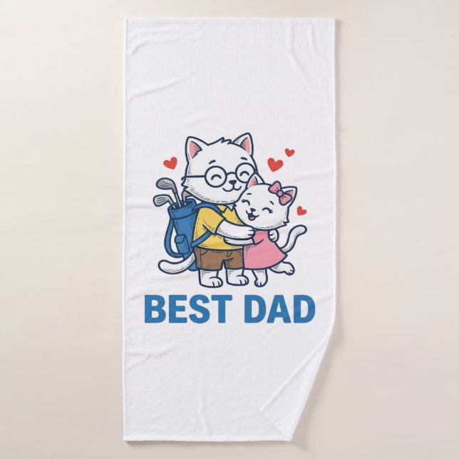 Mejor diseño de vector de gato de golf de papá abr (Toalla de baño)