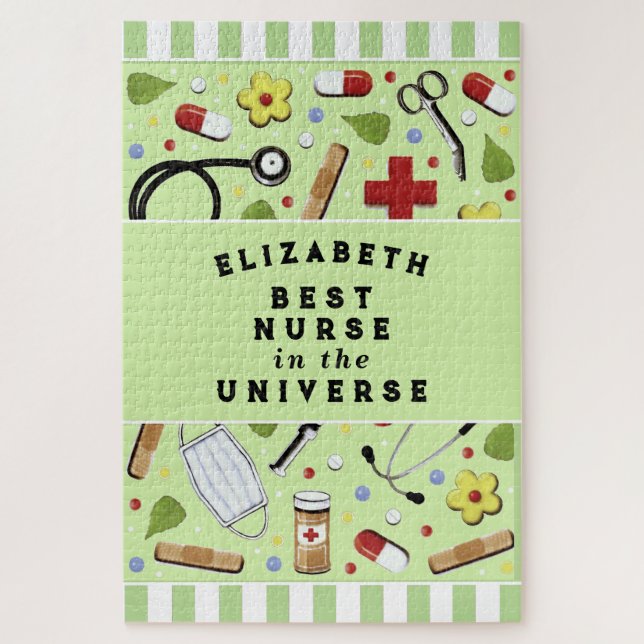 Mejor Enfermera Personalizada Jigsaw Puzzle (Vertical)