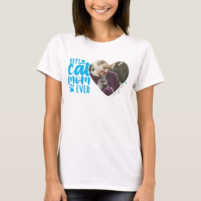  Mejor Gato Mamá Nombrado Mascota Foto Camiseta Az (Anverso)