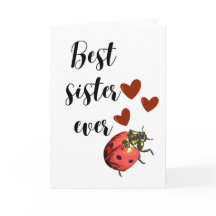 Mejor Hermana del Mundo Tarjeta de Mariquita Linda