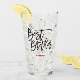 Mejor Hermano Estilo Negro Script Red Name Gift