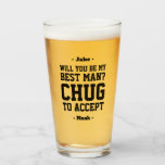 Mejor hombre propone a Chug aceptar cerveza gracio<br><div class="desc">Empieza la celebración del boda con estilo con un divertido vaso de cerveza de propuesta personalizado de Best Man. El diseño presenta elegantes nombres de tipografía moderna y una solicitud de personalizable que dice "¿Serás mi mejor hombre? Chug a aceptar". Todo el texto es sencillo de personalizar o eliminación. Estas...</div>