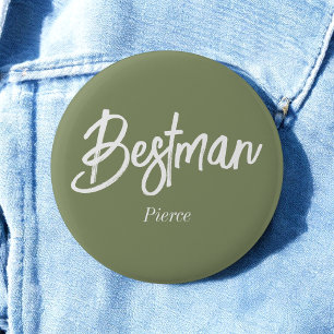 Mejor hombre Sage Verde Blanco Botón