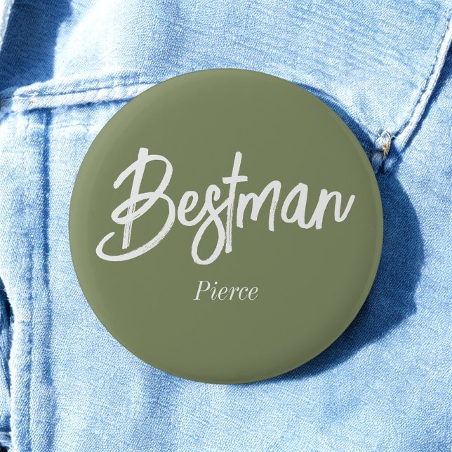 Mejor hombre Sage Verde Blanco Botón (Subido por el creador)