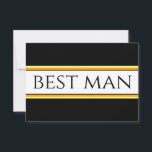 MEJOR HOMBRE Sporto franjas de Carreras blanca ama<br><div class="desc">Este diseño festivo presenta un elegante y moderno tipo de letra negro en el interior de una amplia franja blanca central realzada con pinturas negras,  amarillas y naranjas en un elegante fondo negro con el nombre de BEST MAN escrito a lo largo del diseño. El texto se puede personalizar.</div>