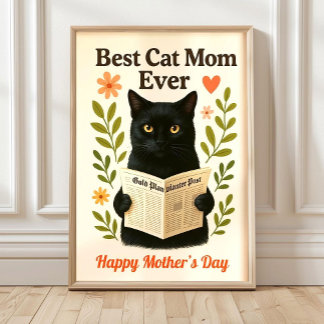 Mejor impresión o tarjeta de mamá gata, cartel de