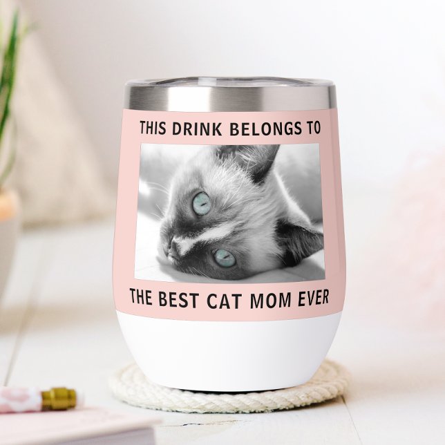 Mejor Madre Gato Personalizada Foto Rosa (Subido por el creador)