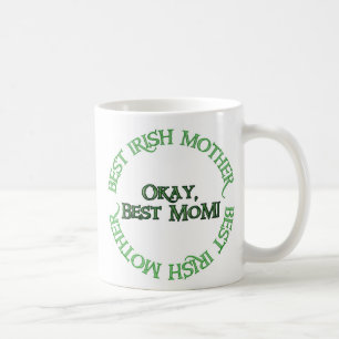 Mejor madre irlandesa taza de café a mano izquierd