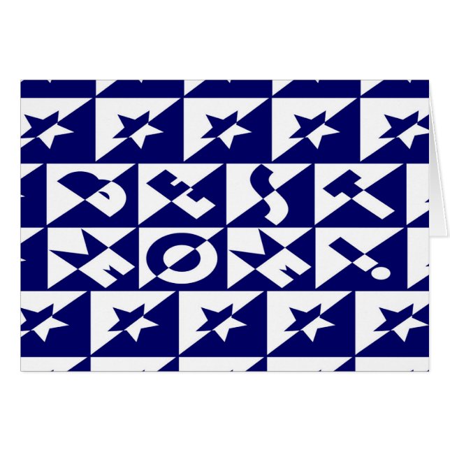 Mejor Mamá Azul con Patrón Blanco y Tarjeta de Est (Anverso (Horizontal))