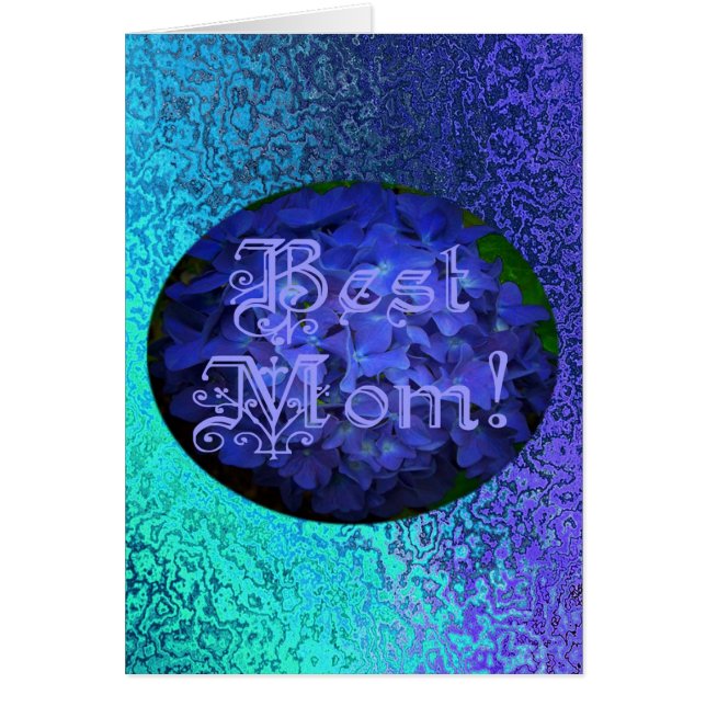 Mejor Mamá con fondo de flores azules (Frente)