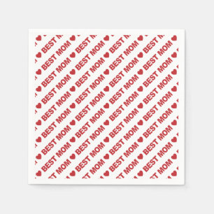 Mejor Mamá de color rojo oscuro en la servilleta d