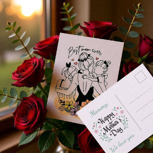 Mejor mamá del mundo mamá, tarjeta postal de niños