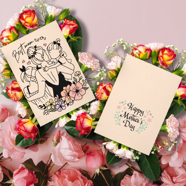 Mejor Mamá, mamá, niños personalizados/ tarjeta de (Best Mom ever mum, custom gretting card)