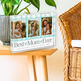 Mejor Mamá Nunca 3 Foto Día de la Madre Gingham He