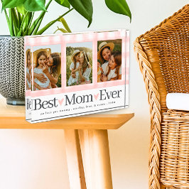 Mejor Mamá Nunca 3 Foto Día de la Madre Gingham He