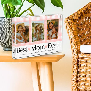 Mejor Mamá Nunca 3 Foto Día de la Madre Gingham He