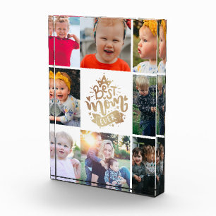 Mejor Mamá Oro Letrero Personalizado Collage Foto 