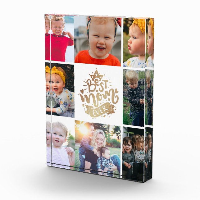 Mejor Mamá Oro Letrero Personalizado Collage Foto  (Derecha)