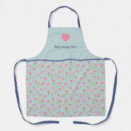 Mejor mamá y estampado de flores. Delantal con est