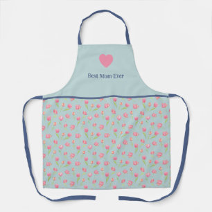 Mejor mamá y estampado de flores. Delantal con est