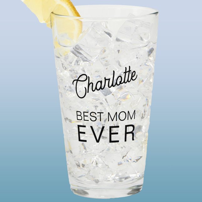 Mejor nombre personalizado de mamá de todos los ti (Personalized Best Mom Ever glass)