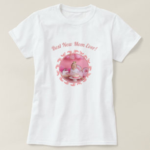 Mejor nueva madre/madre familia foto bebé camiseta