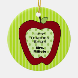 Mejor ornamento rojo del navidad del profesor de