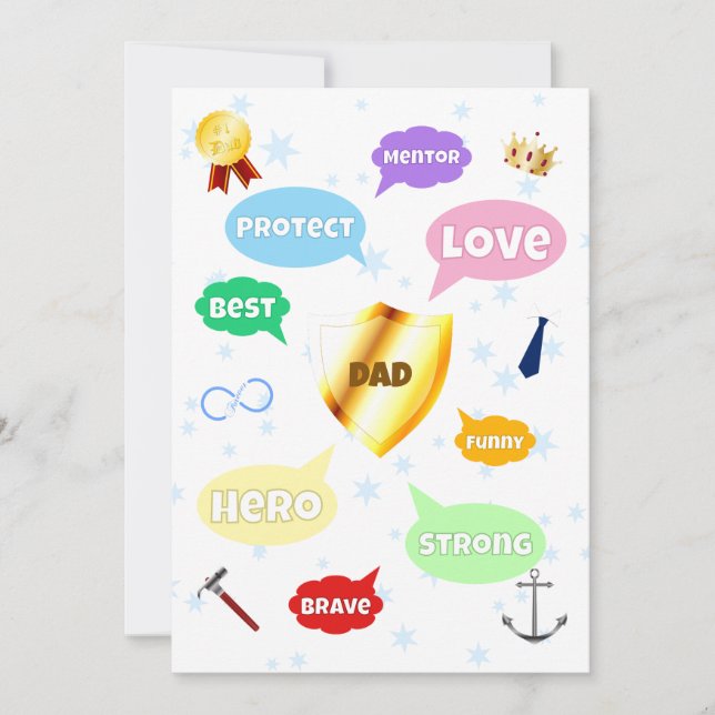 Mejor Palabra del Día del Padre Nubes de palabras  (Anverso)