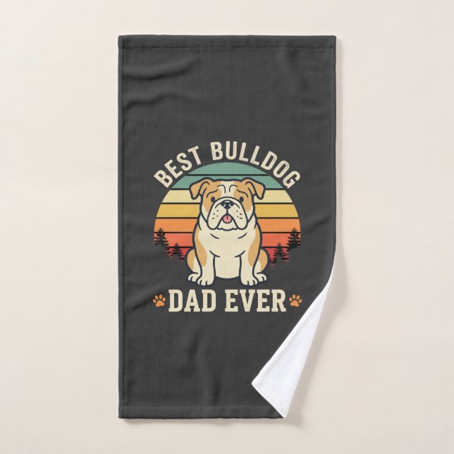 Mejor papá Bulldog Retro Vector (Toalla de mano)