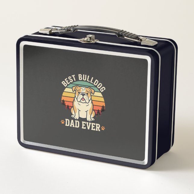 Mejor papá Bulldog Retro Vector (Anverso)
