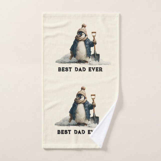 Mejor Papá Diseño de Pingüino de Invierno (Toalla de mano)