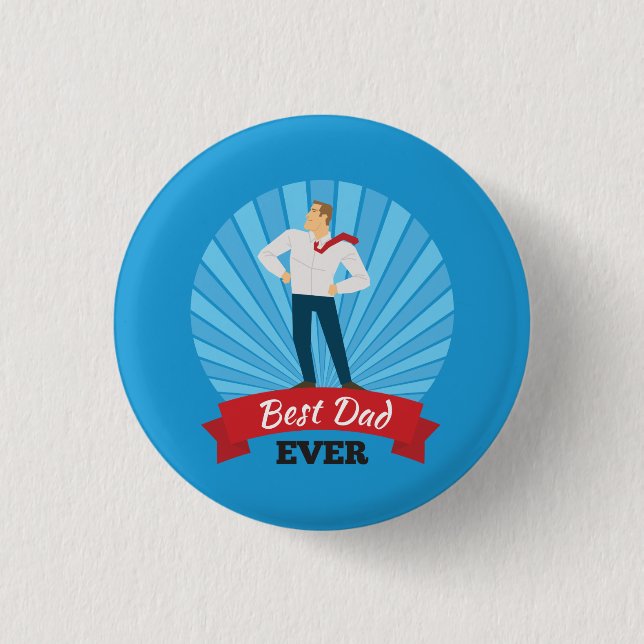 Mejor Papá Feliz Día del Padre | Botón Pin (Anverso)