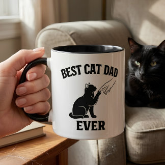 Mejor Papá Gato Siempre Grifo Negro Taza de Café