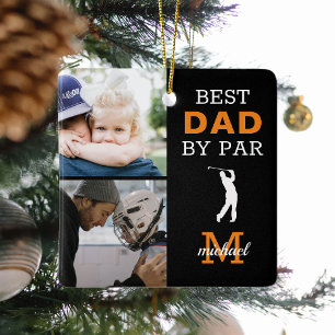 Mejor Papá Por Foto De Par Monograma Ornamento Cer