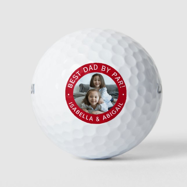 Mejor Papá Por Par Foto Bolas de Golf Rojas (Anverso)