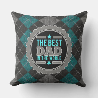 Mejor papá verde azulado y gris en la almohada al