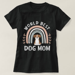 mejor perro del mundo mamá boho camiseta arco iris