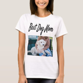 Mejor perro mamá foto texto negro camiseta