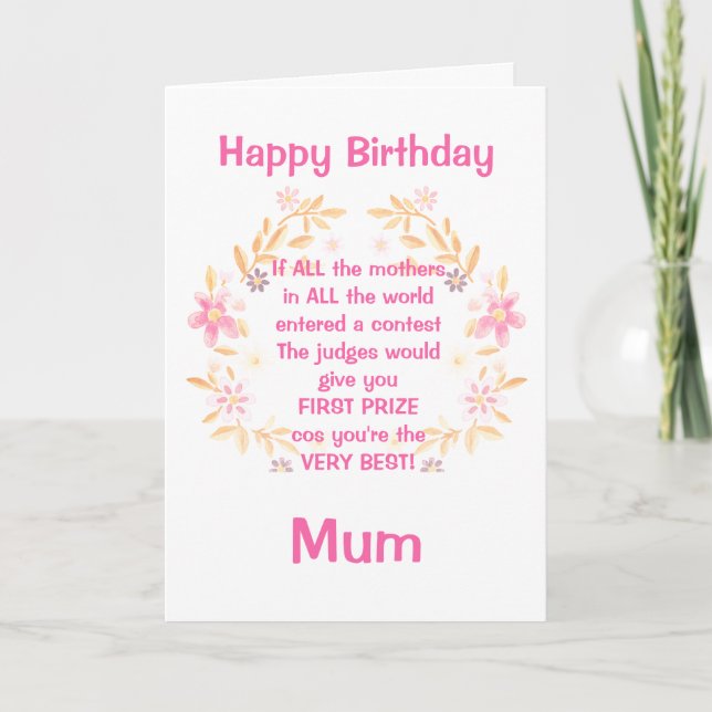 Mejor Poema de Mamá Tarjeta de Cumpleaños Feliz (Anverso)