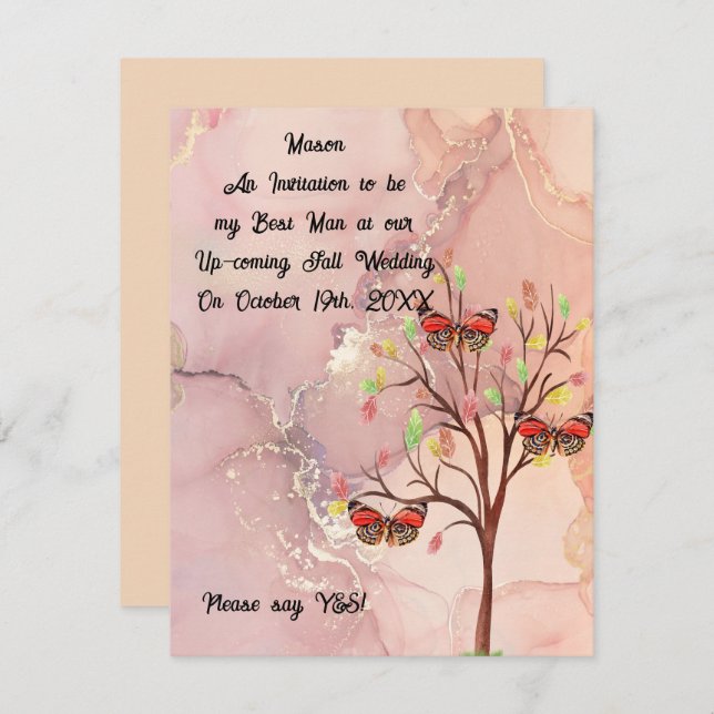 Mejor Tarjeta de Boda de Otoño de Solicitud de Hom (Anverso / Reverso)