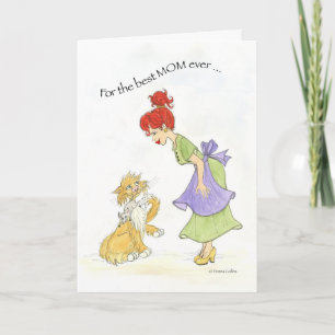 Mejor tarjeta de cumpleaños de mamá y gato