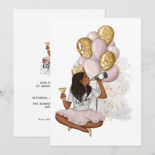 Mejor Tarjeta de Invitación de Cumpleaños para Niñ (Anverso / Reverso)