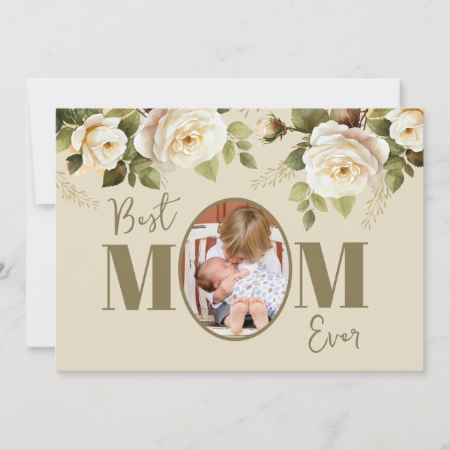 Mejor tarjeta de vacaciones plana con foto floral  (Anverso)