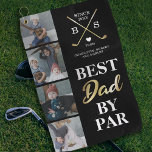 Mejor Toalla De Golf Dad By Par Photo<br><div class="desc">Elegante toalla de golf negra y dorada con 4 fotos de los niños,  el gracioso dicho "mejor padre por par",  dos clubs de golf,  el año en que se convirtieron en padre,  sus iniciales,  un corazón lindo,  y los nombres de los niños.</div>