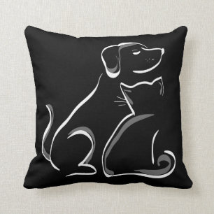 Mejores amigos lindos elegantes gato y almohada