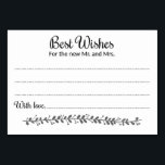 Mejores deseos para la nueva tarjeta de consejo de<br><div class="desc">Estos encantadores consejos y tarjetas de deseos serán la incorporación perfecta a la recepción de tu boda. Incluye el texto "Los mejores deseos para el nuevo señor y señora" en un tipo de letra giratorio y en bloque. La tarjeta dispone de un espacio para que los clientes puedan dejar sus...</div>